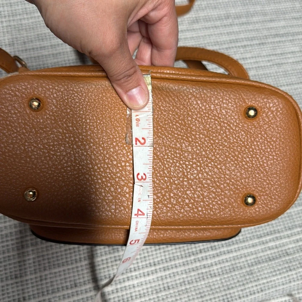 Tan vegan Leather Backpack with Bee Accent purse bag